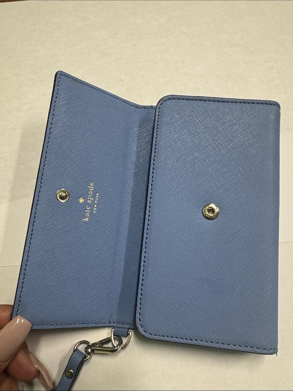 kate spade Blue Saffiano Wristlet Wallet with Detachable Strap - Picture 6 of 7